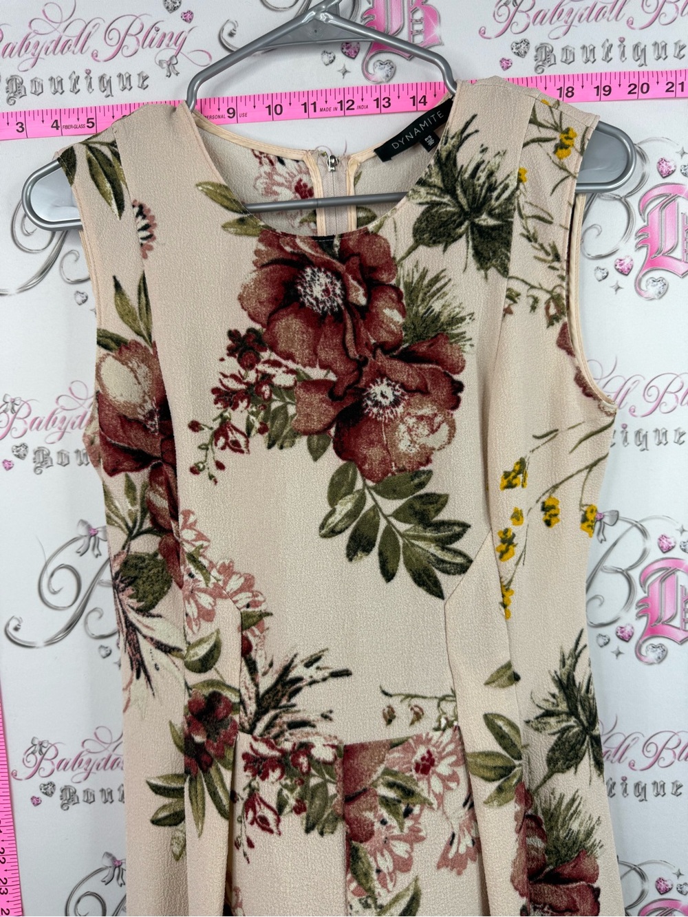 Dynamite dress flowers Cream Mini Dress with Burgundy & Green Floral Print - Picture 7 of 12